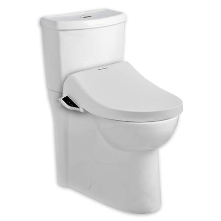 American Standard Studio Elongated Two-Piece DUAL FLUSH Toilet with Concealed Trapway, EverClean Surface, PowerWash Rim and Right Height Bowl + Advanced Clean 2.0 SpaLet™ Elongated Heated Bidet Seat with Remote Control Operation and Slow Close Hinges White